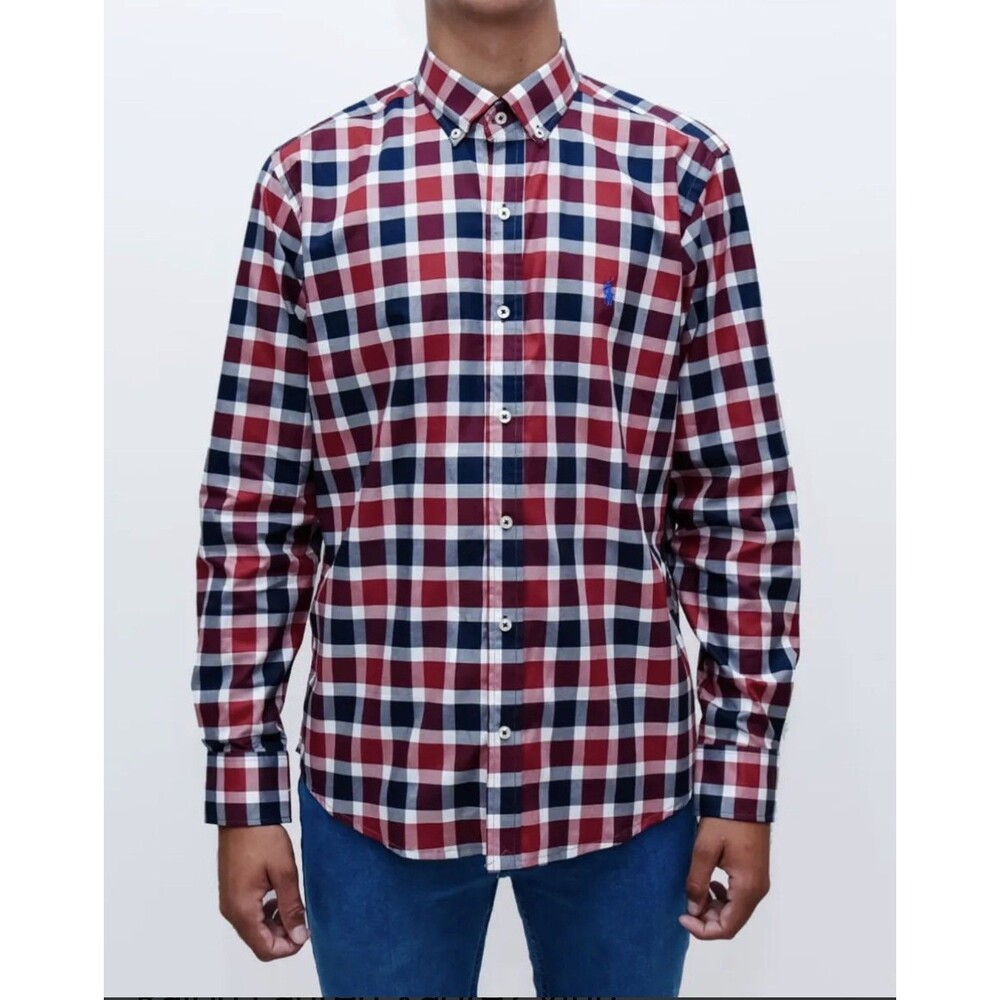 Foundry Classic Plaid Men's Shirt - Red, Blue, and White Button Up Shirt S XLT